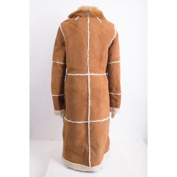 A.L.C. Womens Lamb Shearling Long Coat Size M Brown Suede Fur Collar NWT - Picture 5 of 6